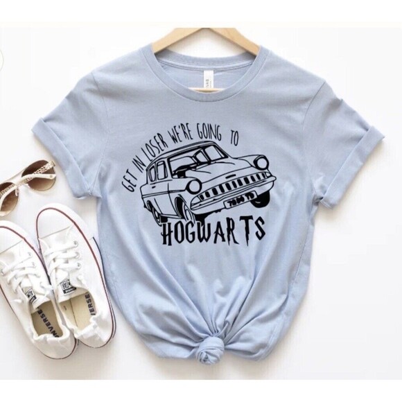 Get in Loser Hogwarts Blue T Shirt Medium Graphic Tee Harry Potter - Picture 1 of 8